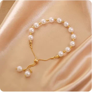 Gold & Pearl Adjustable Luxury Bracelet